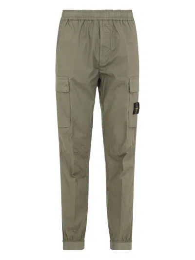 Stone Island Loose-fit Cargo Pants With Elasticated Waistband Stretch Organic Cotton Twill In Green
