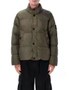 Stone Island Quilted Nylon Jacket Hidden Elements In Green