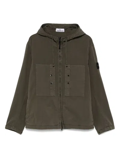 STONE ISLAND STONE ISLAND GREEN COTTON ELASTANE COATS