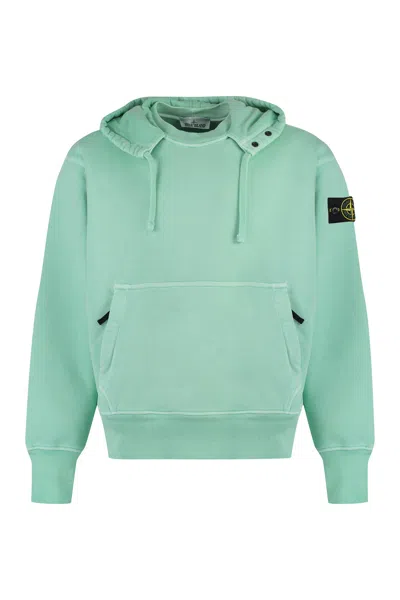 STONE ISLAND GREEN COTTON HOODIE FOR MEN