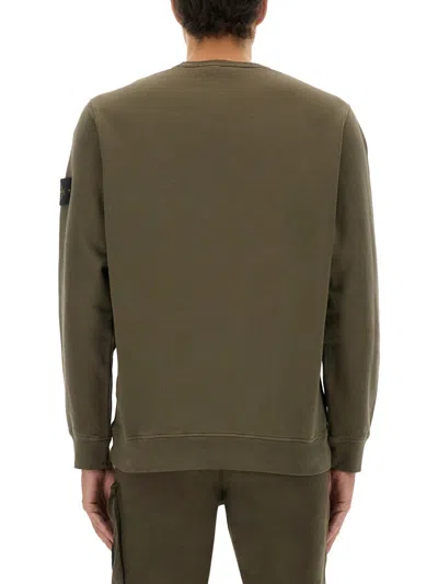 Stone Island Cotton Fleece Crew Neck Sweatshirt Clothing In Green