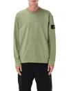 Stone Island Heavyweight Cotton Jersey Long Sleeve Top In Green