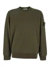 Stone Island Crew Neck Sweater Ribbed Cuffs In Green
