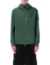 Stone Island Green Hooded Zip-front Jacket In Green