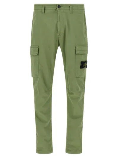 STONE ISLAND GREEN LOGO BADGE CARGO PANTS