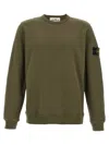 Stone Island Crew Neck Sweater Ribbed Cuffs In Green
