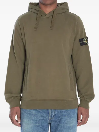 STONE ISLAND GREEN LONG SLEEVES LOGO HOODIE
