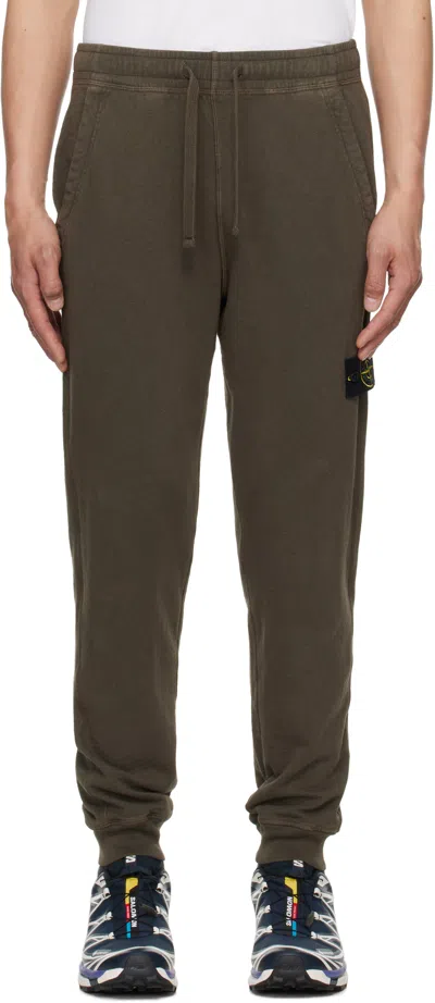 STONE ISLAND GREEN MALFILÉ FLEECE SWEATPANTS