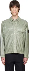 Stone Island Green Mussola Gommata-tc Overshirt In V0055 Sage