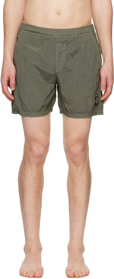 Stone Island Green Nylon Metal Econyl Swim Shorts In V0054 Military Green