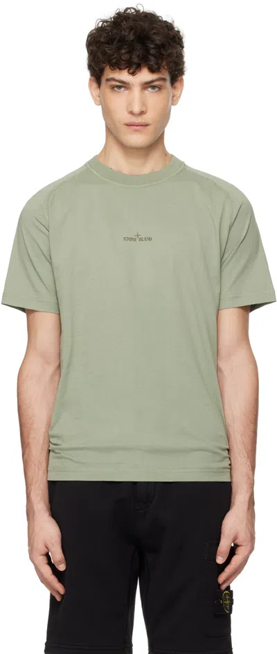 Stone Island Green Organic Cotton Jersey T-shirt In V0055 Sage