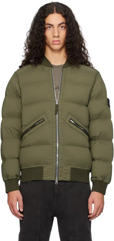 Stone Island Green Quilted Down Jacket In V0059 Musk