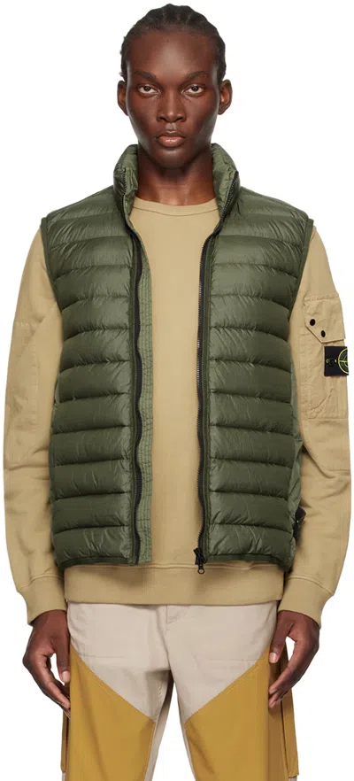 Stone Island Green Quilted Down Vest In V0059 Musk