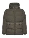 Stone Island Green Recycled Nylon Reps Hooded Down Jacket In Green