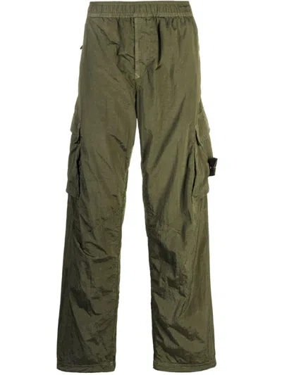 Stone Island Green Regenerated Nylon Cargo Trousers For Men, Fw23