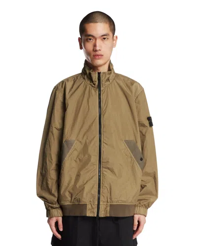 Stone Island Green Windbreaker Jacket In Brown