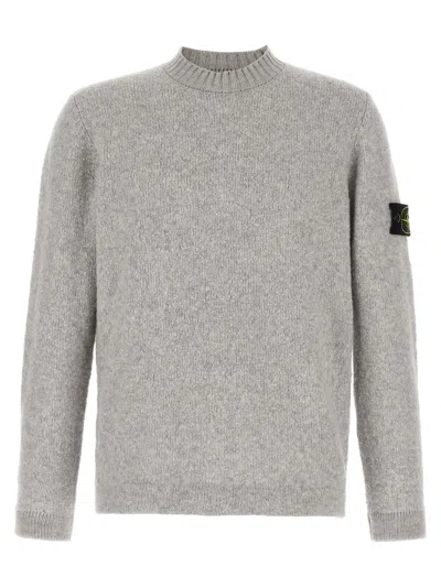 Stone Island Bouclé Wool-blend Sweater In Gray