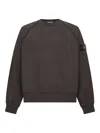 Stone Island Grey Brushed Organic Cotton Crewneck Sweatshirt In Brown