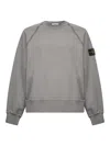 Stone Island Grey Brushed Organic Cotton Crewneck Sweatshirt In Gray