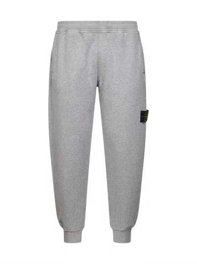 STONE ISLAND GREY BRUSHED ORGANIC COTTON FLEECE JOGGERS TROUSERS