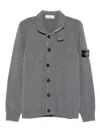 Stone Island Knit Button-up Jumper In Lamb Wool And Nylon Blend In Gray