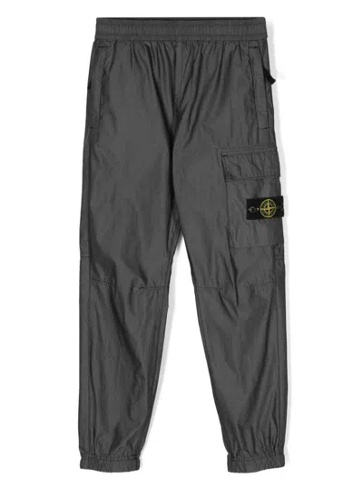 Stone Island Kids' Grey Cargo Pants In Cotton Blend Woman In Black