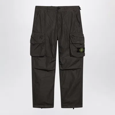 Stone Island Grey Cotton Cargo Trousers In Brown