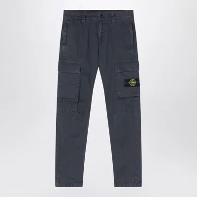 Stone Island Grey Cotton Cargo Trousers In Gray