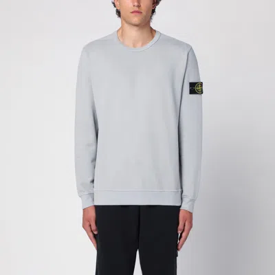 STONE ISLAND GREY COTTON CREW-NECK SWEATSHIRT