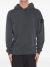 Stone Island Compass Patch Hooded Sweatshirt In Gray