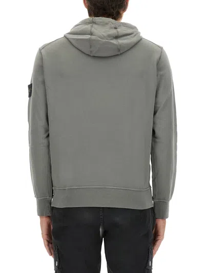 Stone Island Grey Cotton Sweatshirt In Black