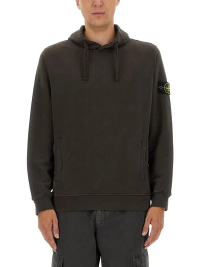 Stone Island Cotton Fleece Sweatshirt In Black