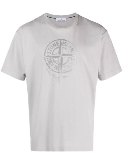 Stone Island Grey Crew Neck Cotton T-shirt