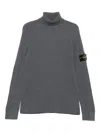 Stone Island Ribbed Turtleneck Sweater In Gray