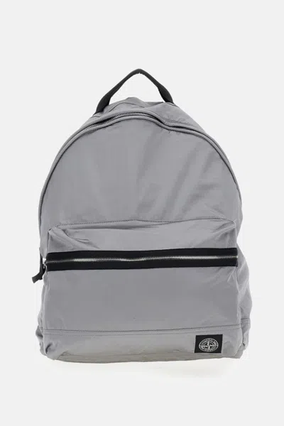 STONE ISLAND GREY LOGO BACKPACK