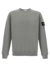 Stone Island Crewneck Cotton Sweatshirt With Compass Logo In Gray