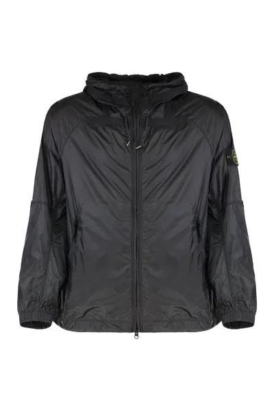 Stone Island Grey Polyamide Sports Jackets In Black