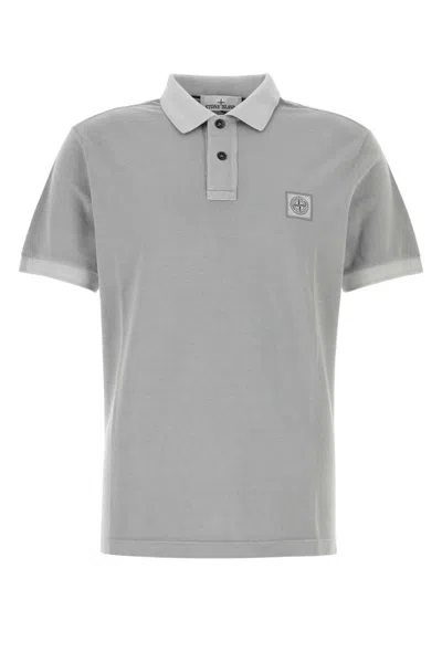 Stone Island Grey Short Sleeves Logo Polo