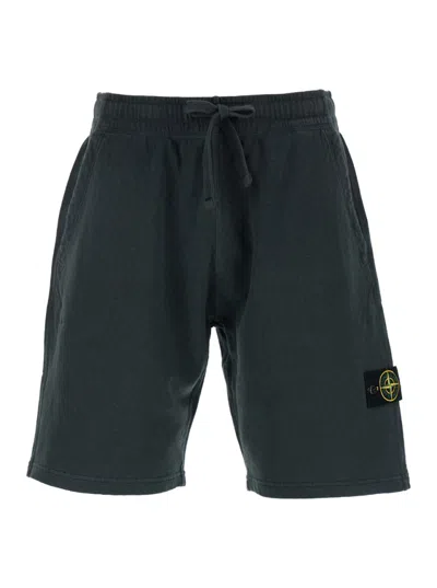Stone Island Grey Shorts With Elastic Drawstring Waist