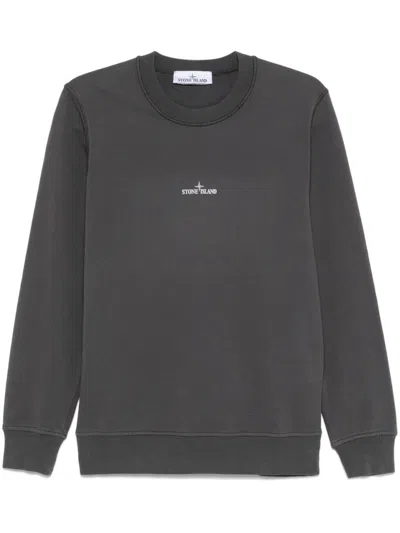 STONE ISLAND STONE ISLAND GREY SOFT COTTON FLEECE SWEATSHIRT
