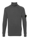 Stone Island Compass-patch Ribbed-knit Jumper In Grey