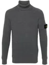 Stone Island Compass-patch Ribbed-knit Jumper In Grey