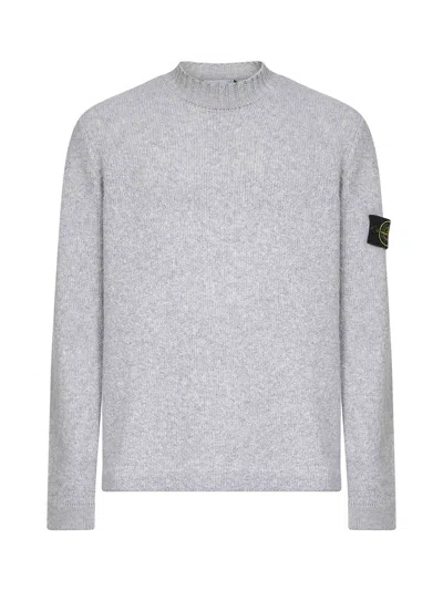 Stone Island Grey Wool Blend Crewneck Sweater In Gray