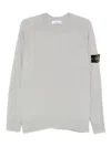 Stone Island Lightweight Wool Crew Neck Sweater With Raglan Sleeves Clothing In Gray
