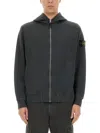 Stone Island Front Zip Closure Grey Zipper Hoodie