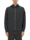 Stone Island Front Zip Closure Grey Zipper Hoodie