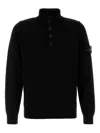 Stone Island High Collar Pullover With Buttoned Placket And Logo Patch