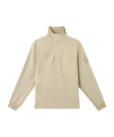 Stone Island Half-snap Sweatshirt With Pocket And Ribbed Iays In Nude