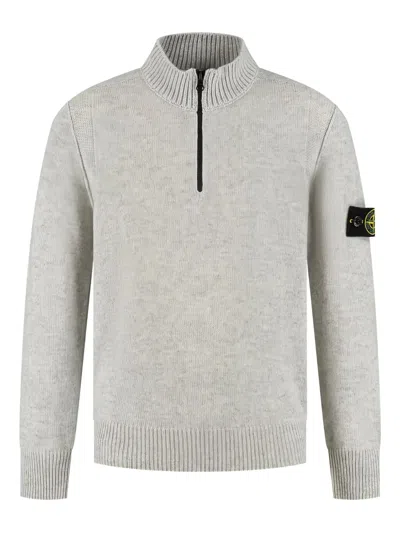 Stone Island Kids' Half-zip High-neck Jumper In Gray