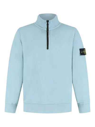 Stone Island Kids' Half-zip High-neck Sweatshirt In Blue